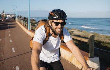 A man on a bicycle